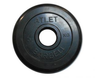 Диск обрезиненный 5 кг Barbell Atlet чёрный