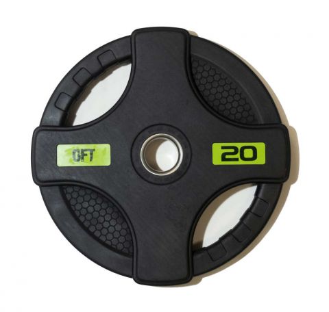 Диск олимпийский обрезиненный черный с двумя хватам Original FitTools 20 кг
